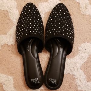 NWOT Time and Tru Studded Suede Mules